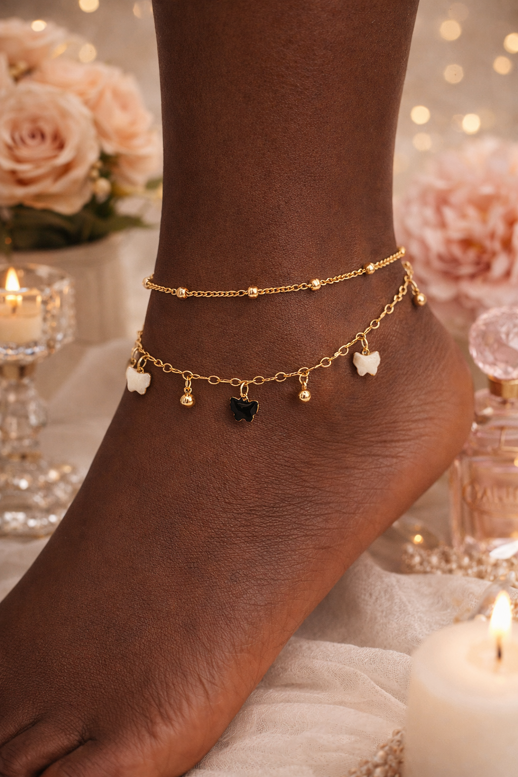 Lunaria Butterfly Charm Anklet