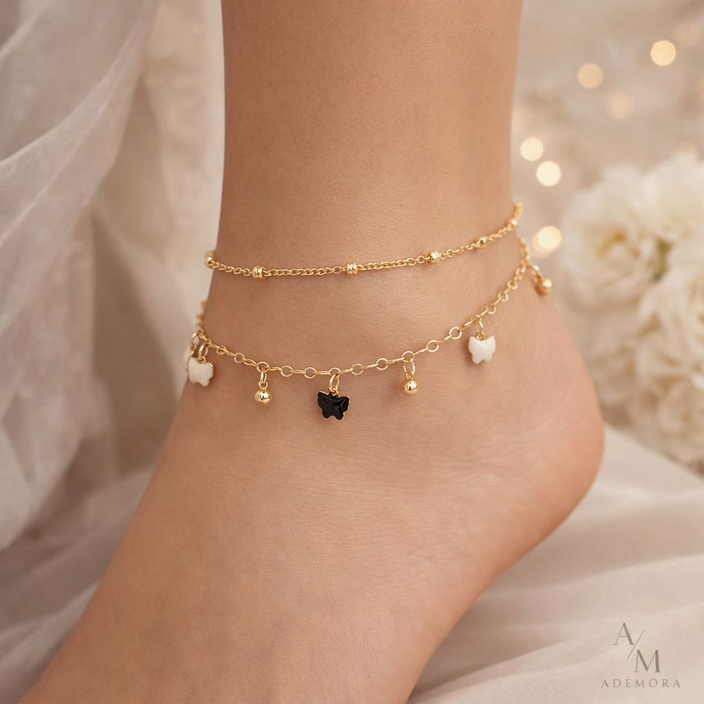 Lunaria Butterfly Charm Anklet